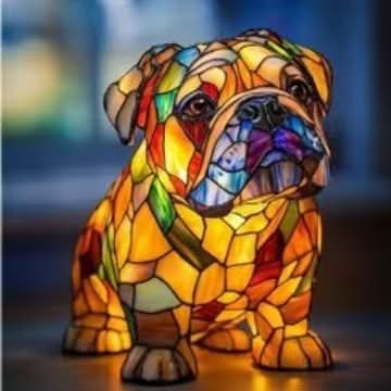 Artistic LED Desk Lamp Featuring Dog Breeds Design and USB Connection