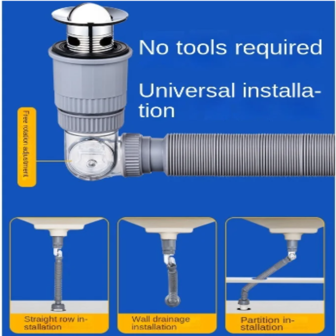Universal Overflow Drain Kit with 360-Degree Flexibility