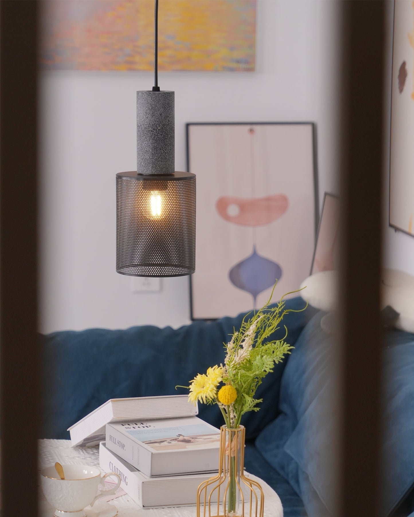Cylindrical Ceiling Pendant Light with Minimalist Industrial Style