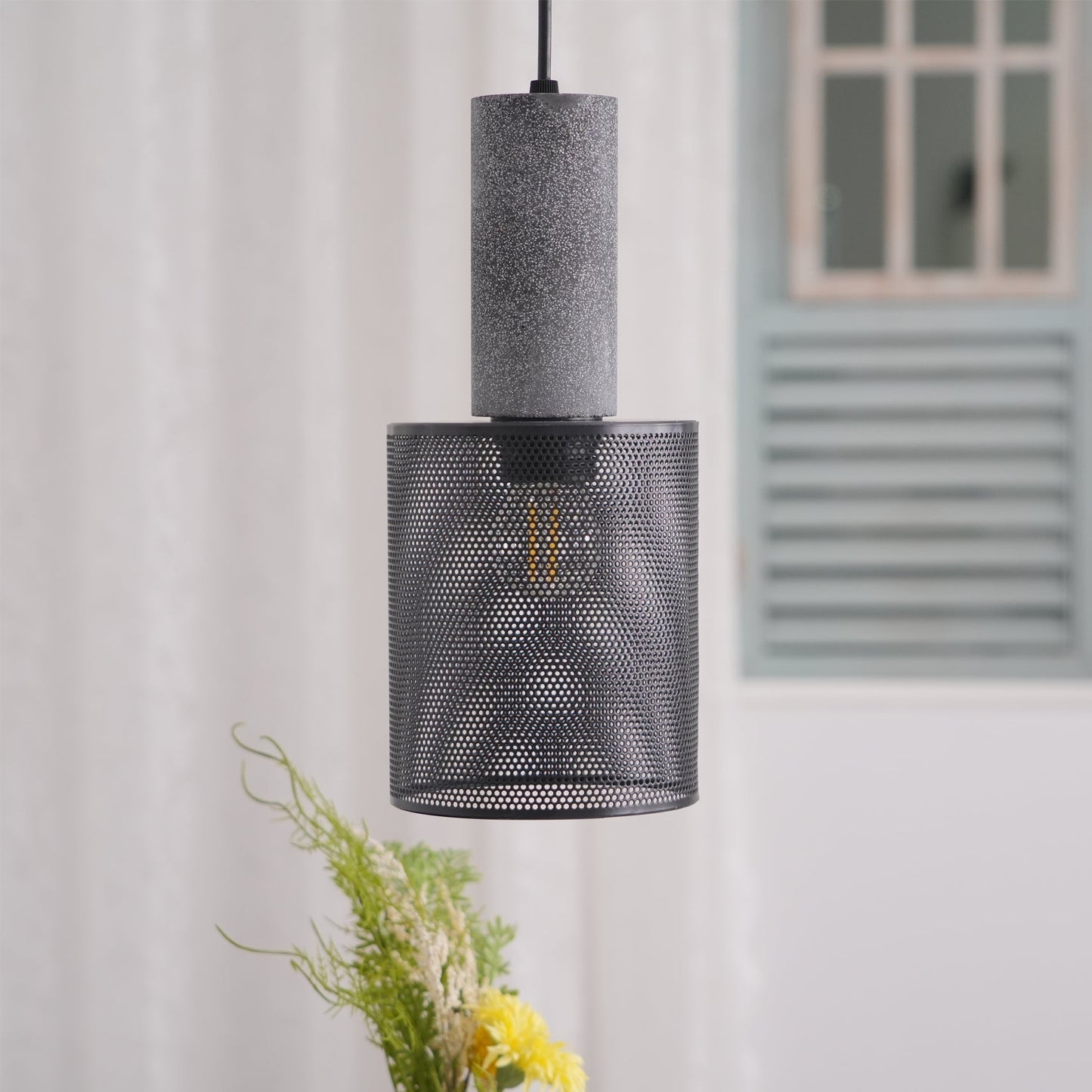 Cylindrical Ceiling Pendant Light with Minimalist Industrial Style