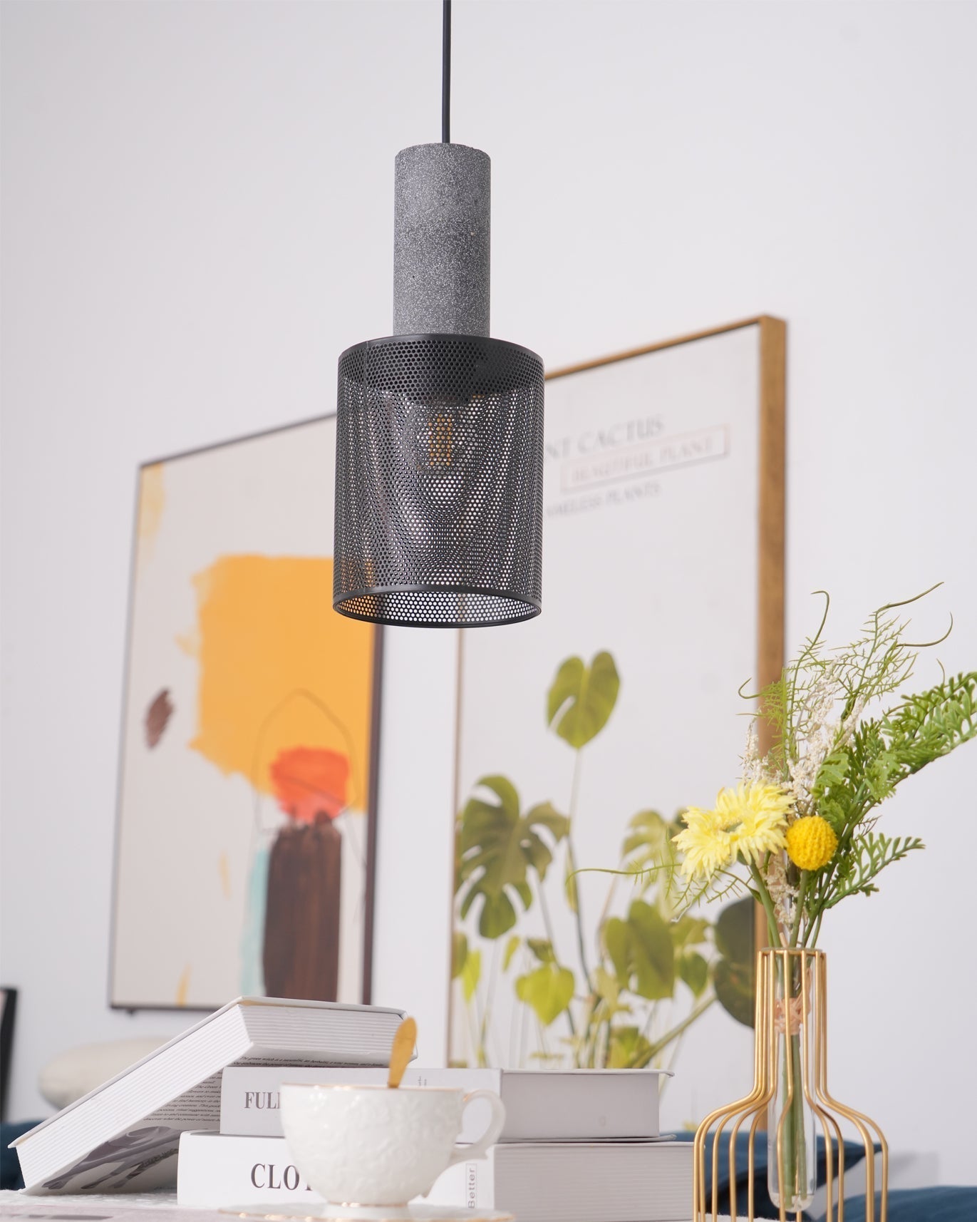 Cylindrical Ceiling Pendant Light with Minimalist Industrial Style