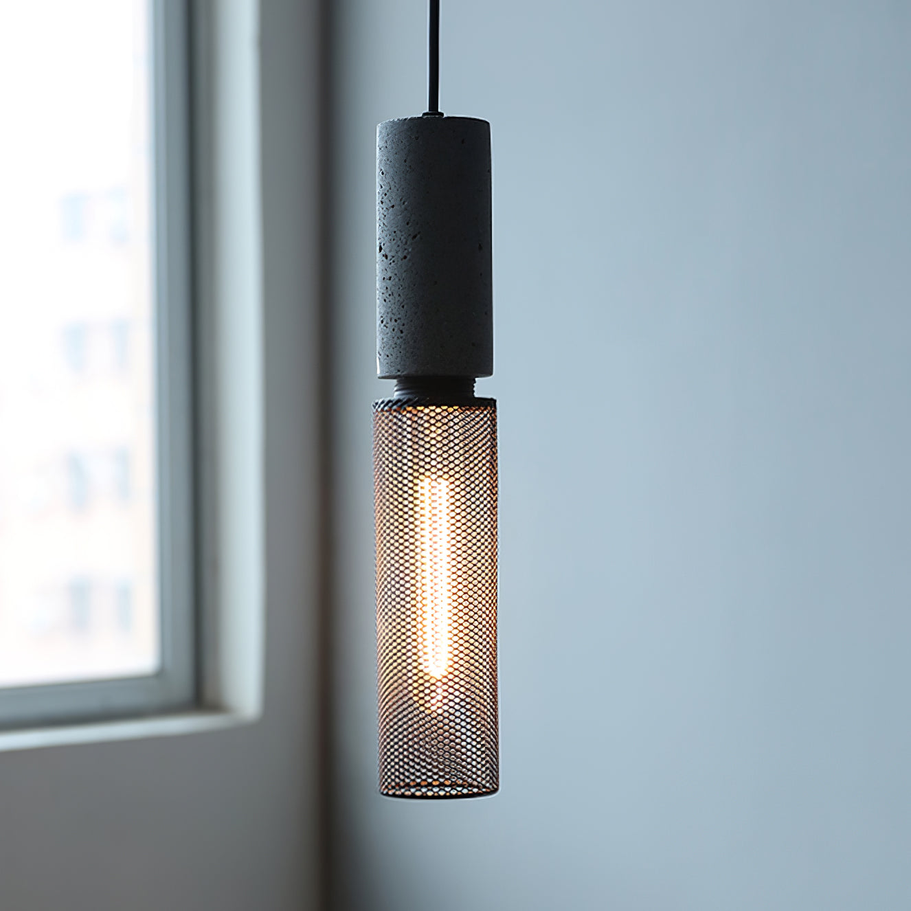 Cylindrical Ceiling Pendant Light with Minimalist Industrial Style