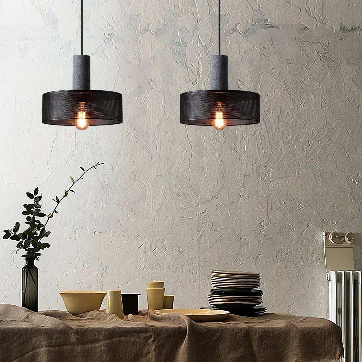 Cylindrical Ceiling Pendant Light with Minimalist Industrial Style