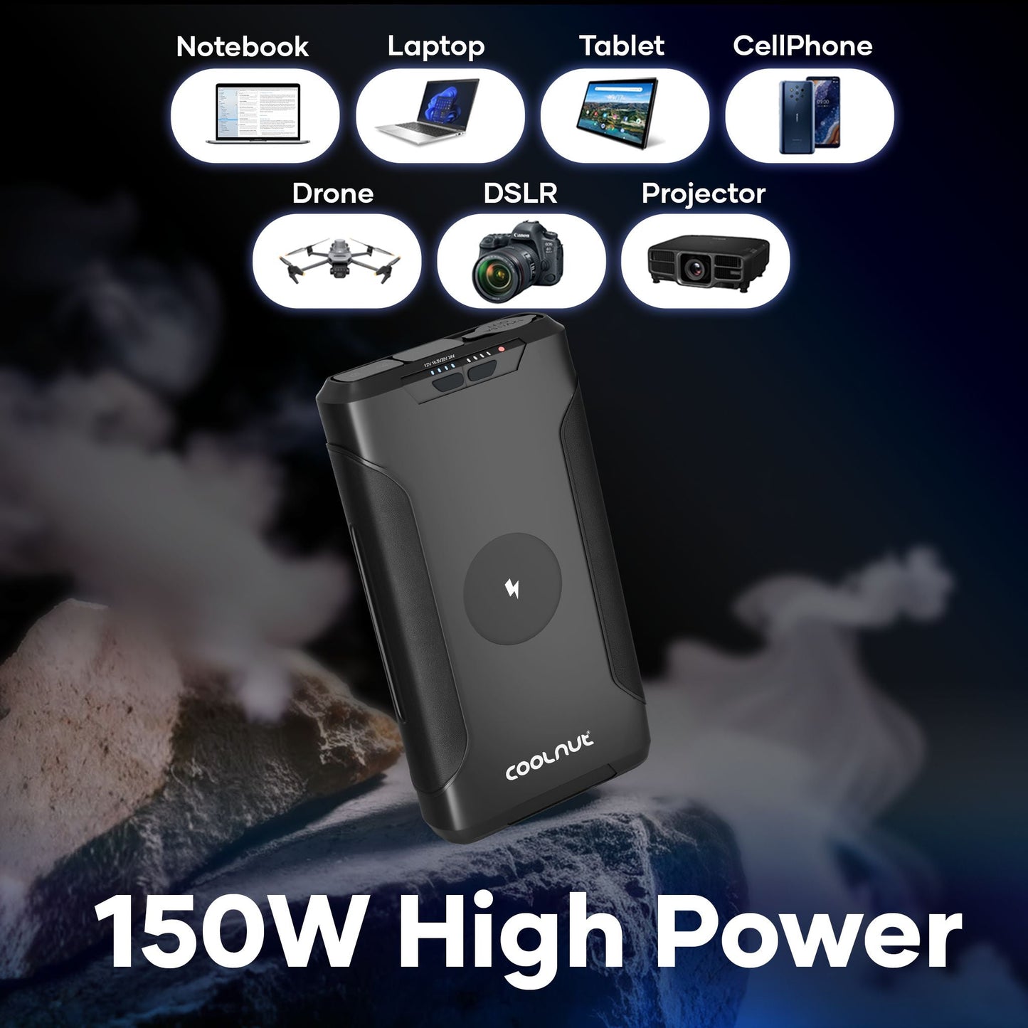 Portable Power Hub | 150W Output, 222Wh Capacity for Travel