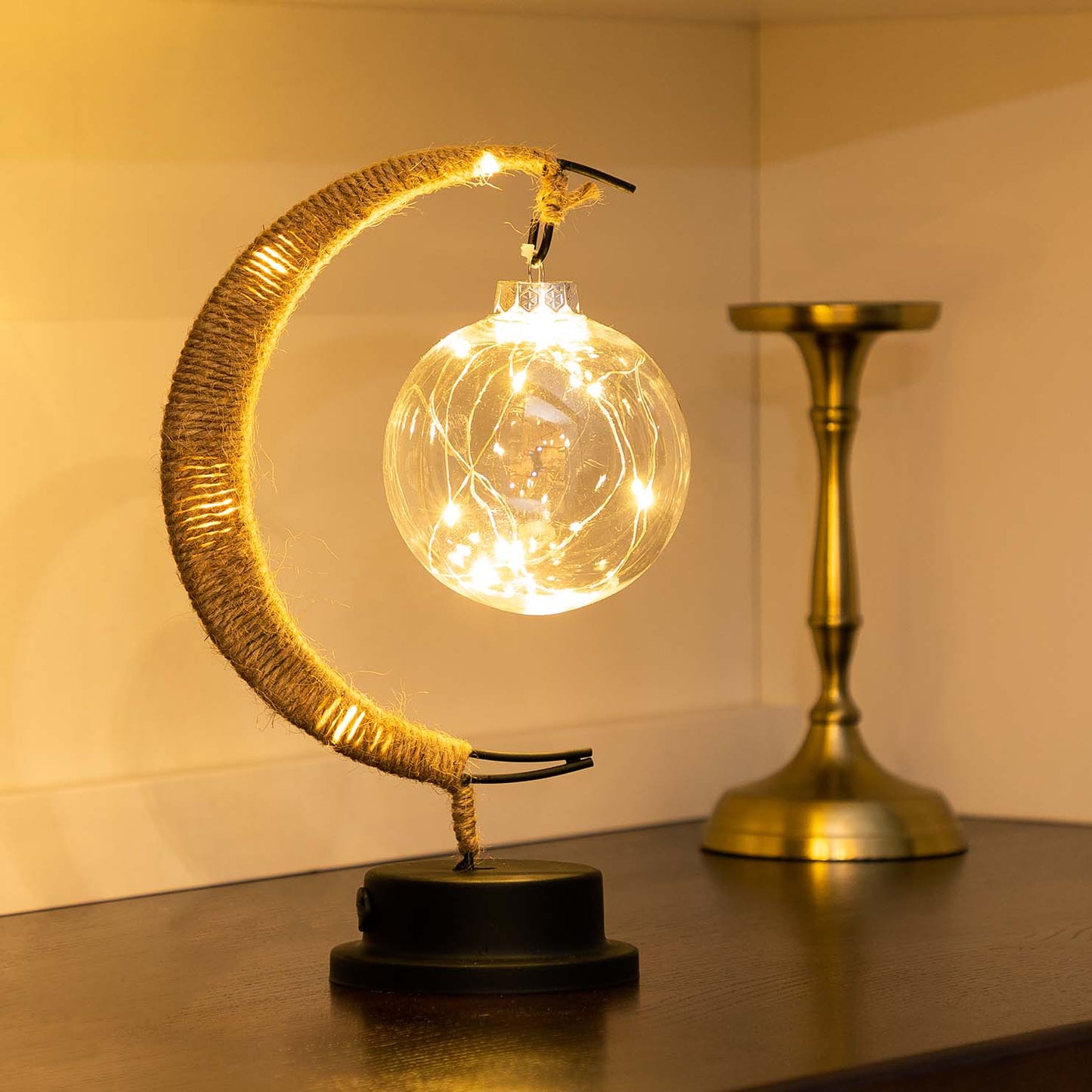 Decorative Table Lamp with Warm Ambient Light - Moon Sphere Design