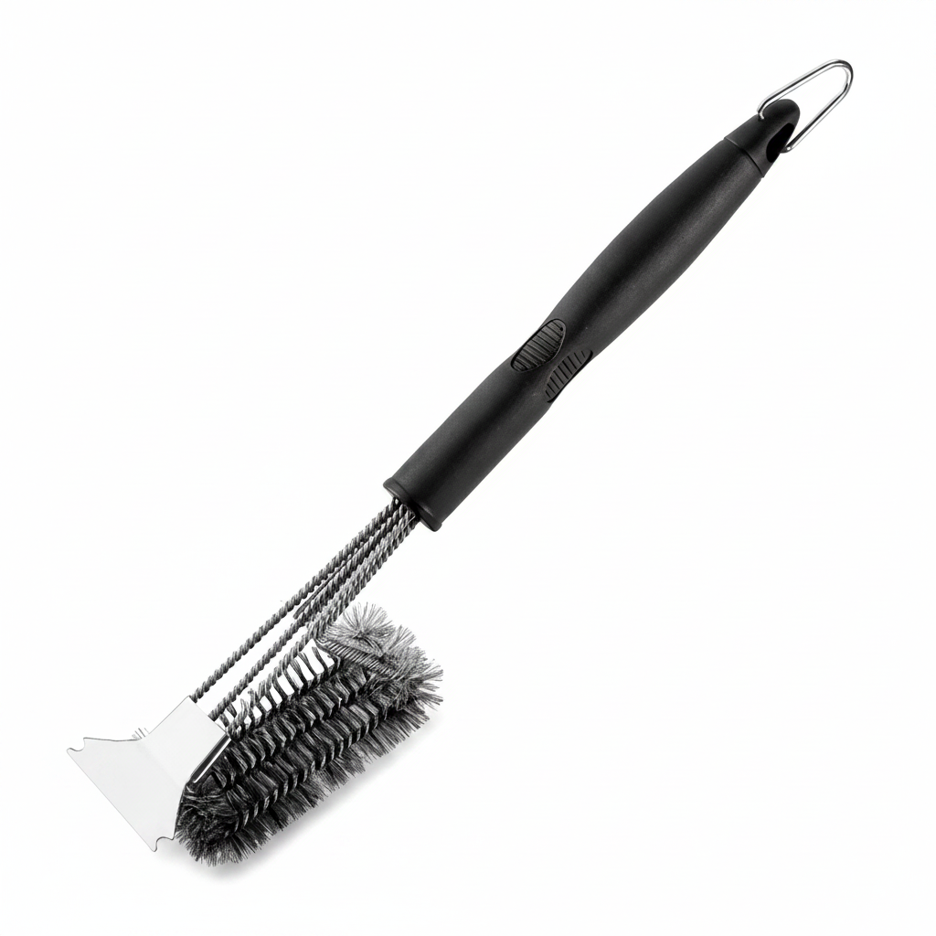 Bristle-Free Grill Cleaning Brush with Wide Scraper for Safety