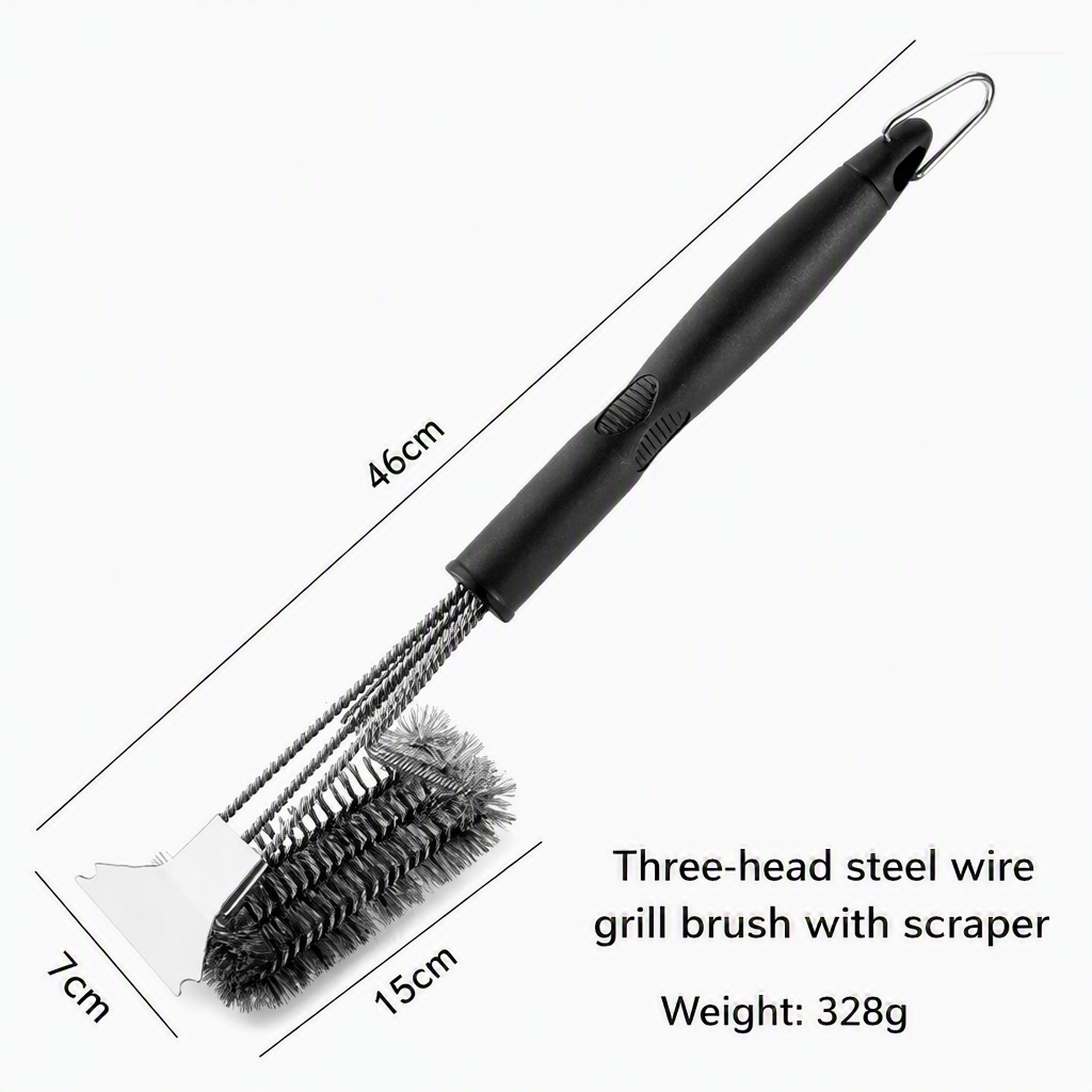 Bristle-Free Grill Cleaning Brush with Wide Scraper for Safety
