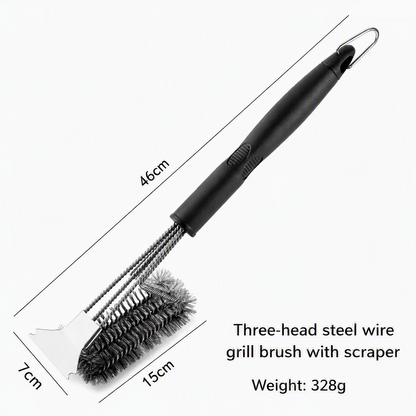 Bristle-Free Grill Cleaning Brush with Wide Scraper for Safety