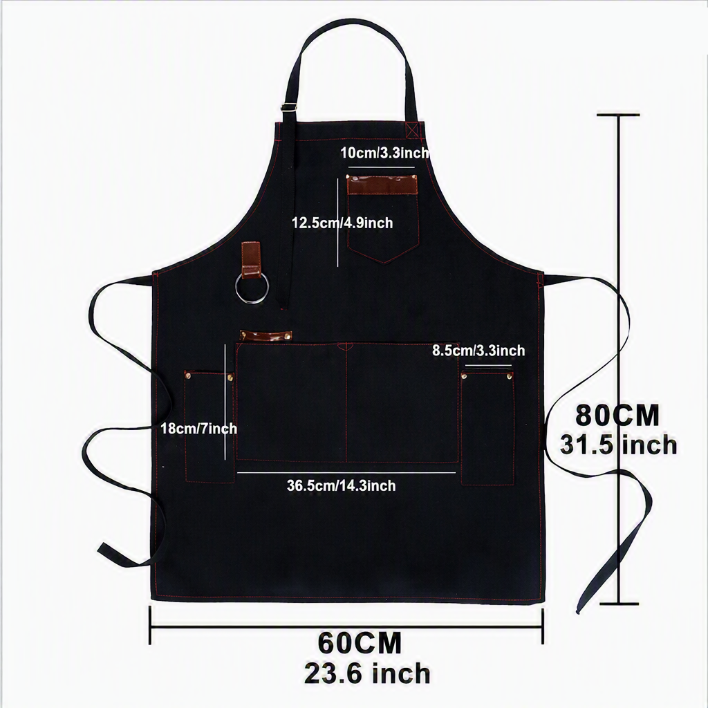 Thick Canvas Apron for Chefs with Multiple Pockets