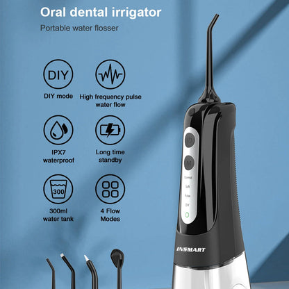 Water Flosser with 300ml Reservoir - USB-C Rechargeable, 4 Settings, IPX7 Waterproof