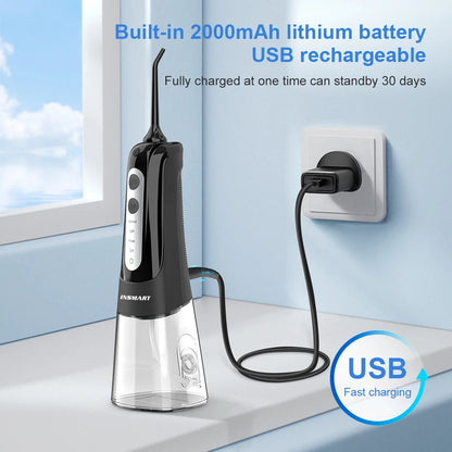 Water Flosser with 300ml Reservoir - USB-C Rechargeable, 4 Settings, IPX7 Waterproof