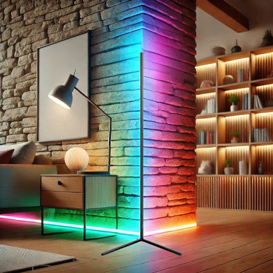 Color-Changing Smart LED Corner Floor Lamp with Remote Control