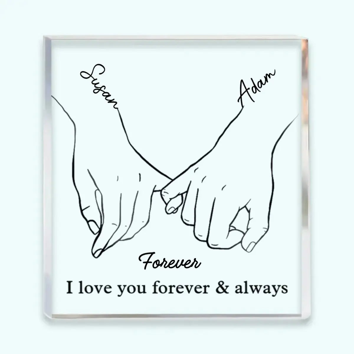 Custom Acrylic Couples Plaque with Names and Quote - Freestanding Gift for Anniversary and Valentine's Day