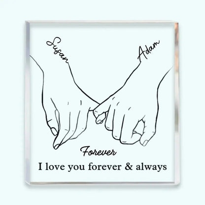 Custom Acrylic Couples Plaque with Names and Quote - Freestanding Gift for Anniversary and Valentine's Day