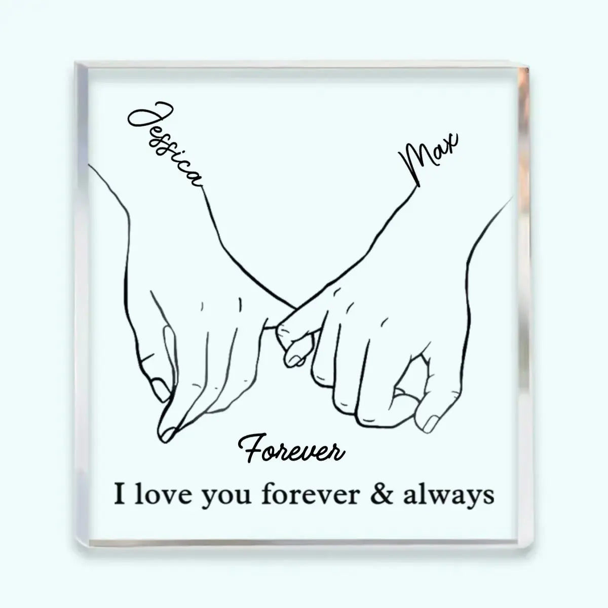 Custom Acrylic Couples Plaque with Names and Quote - Freestanding Gift for Anniversary and Valentine's Day