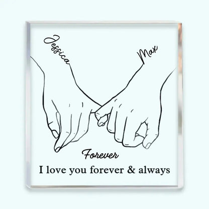 Custom Acrylic Couples Plaque with Names and Quote - Freestanding Gift for Anniversary and Valentine's Day