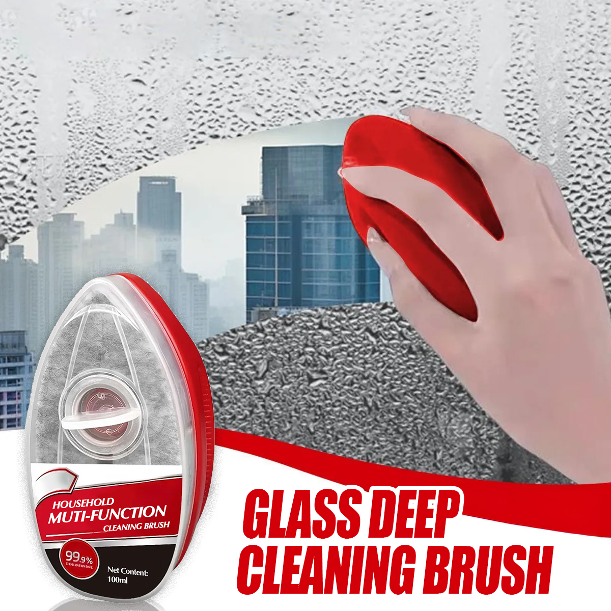Dual-Action Glass Cleaning Brush with Integrated Spray