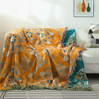 Cozy Luxury Cotton Rug in Boho Jacquard Design – Versatile Comfort