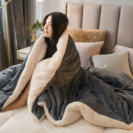 Reversible Wool Blanket – Flannel & Cashmere Winter Warm Throw