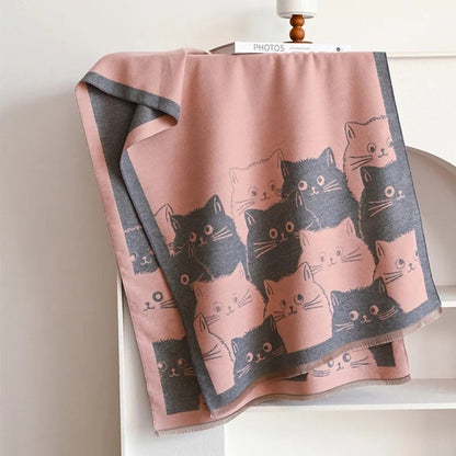 Charming Cat-Themed Winter Scarf for Cozy Days