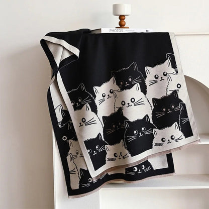 Charming Cat-Themed Winter Scarf for Cozy Days