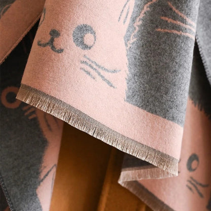 Charming Cat-Themed Winter Scarf for Cozy Days