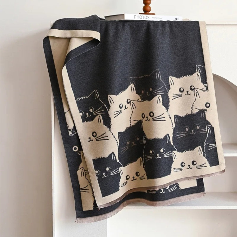 Charming Cat-Themed Winter Scarf for Cozy Days