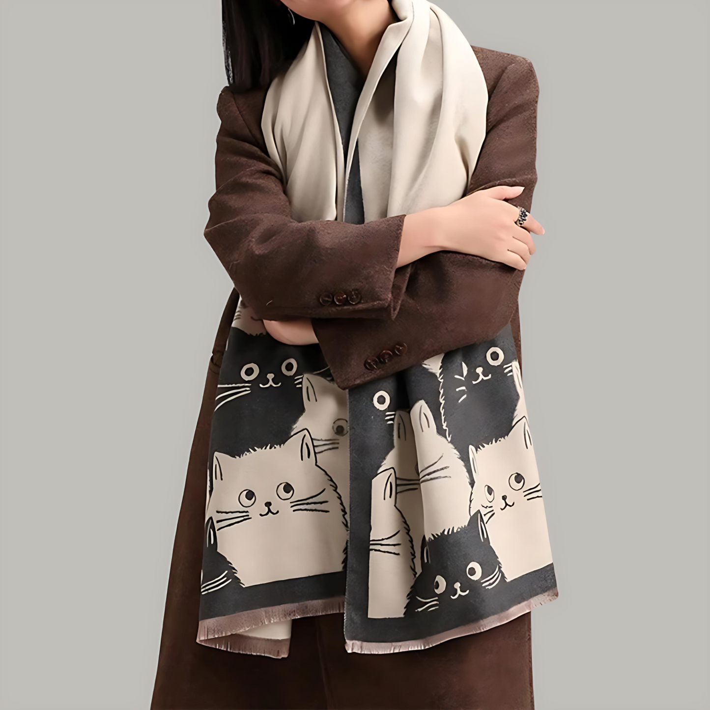 Charming Cat-Themed Winter Scarf for Cozy Days