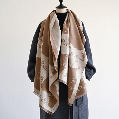 Charming Cat-Themed Winter Scarf for Cozy Days