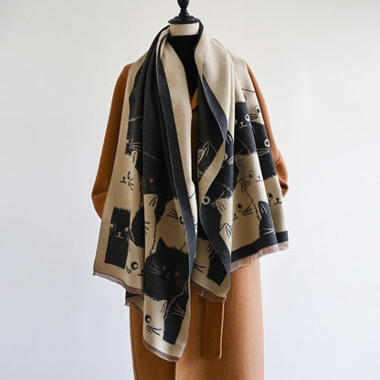 Charming Cat-Themed Winter Scarf for Cozy Days