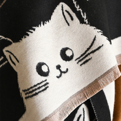 Charming Cat-Themed Winter Scarf for Cozy Days