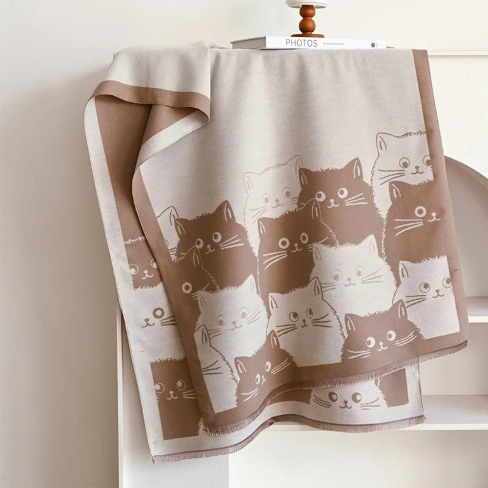 Charming Cat-Themed Winter Scarf for Cozy Days