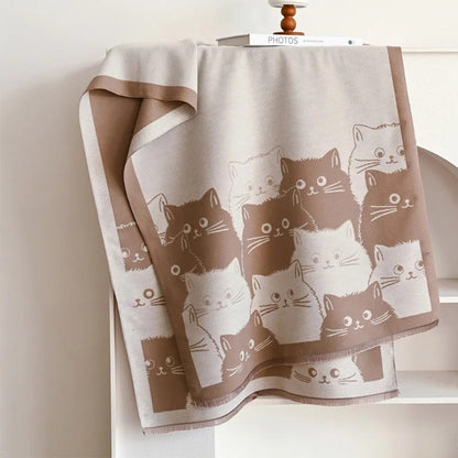 Charming Cat-Themed Winter Scarf for Cozy Days
