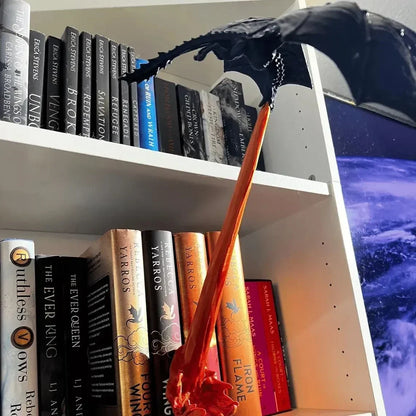 Mystic Dragon Fire Shelf Art – Enchanting Book Decor