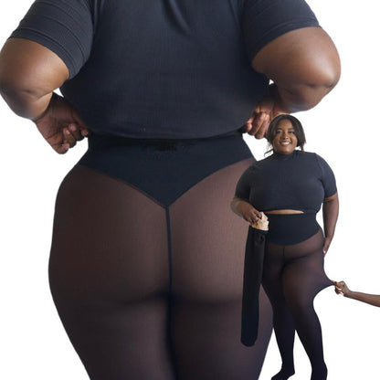 Fleece-Lined Warm Leggings with High Waist for a Slim Fit