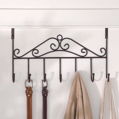 7-Hook Metal Hanger Bracket for Wall and Door Clothes Storage