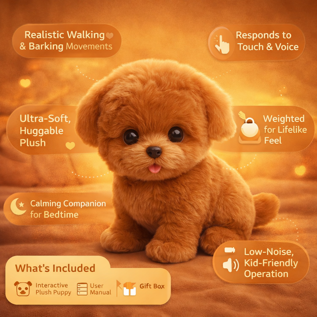 Plush Realistic Dog Toy for Puppies - Walking and Barking Interactive