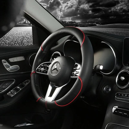 Steering Wheel Cover - Diamond-Patterned Faux Leather Grip for Comfort and Style