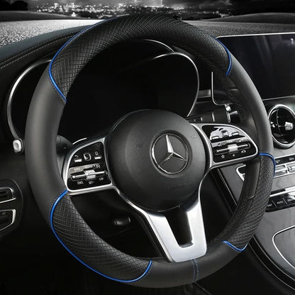 Steering Wheel Cover - Diamond-Patterned Faux Leather Grip for Comfort and Style