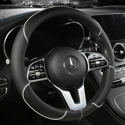 Steering Wheel Cover - Diamond-Patterned Faux Leather Grip for Comfort and Style