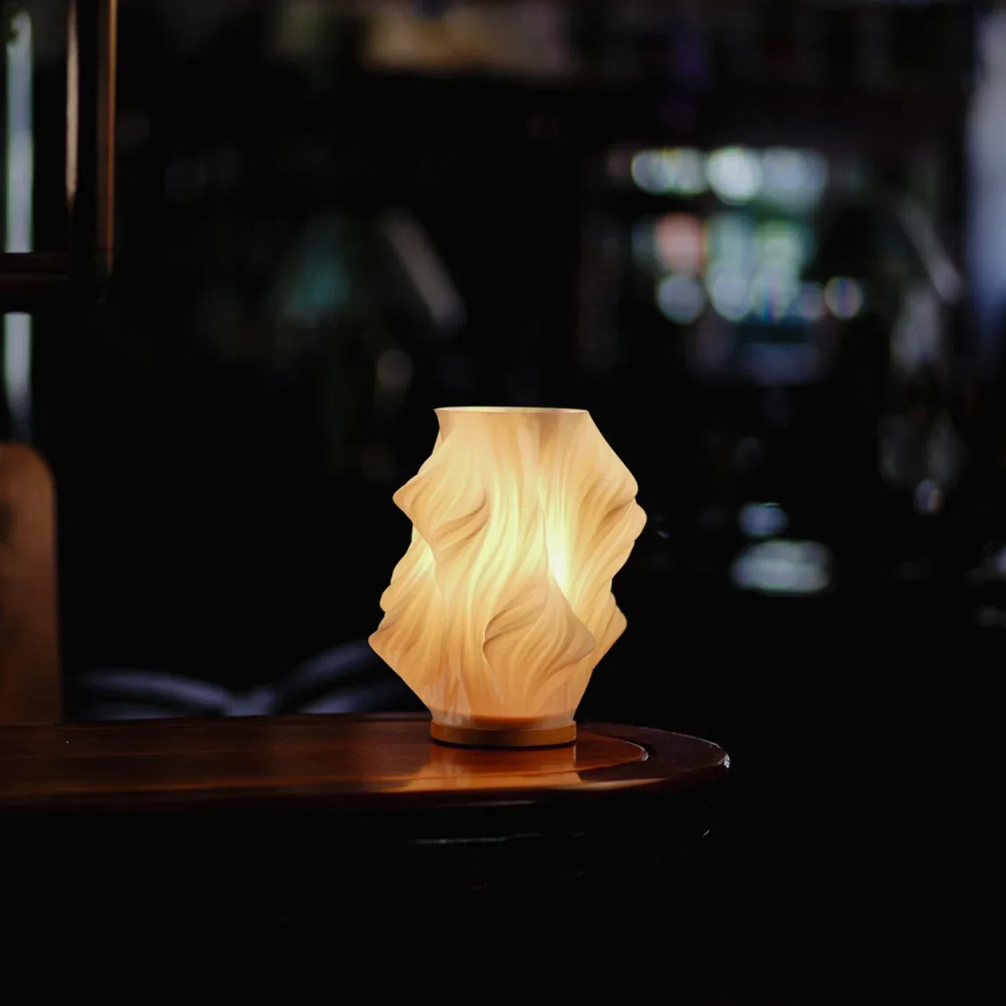 Soft Sculptural Bedside Light – Pleated LED Table Lamp