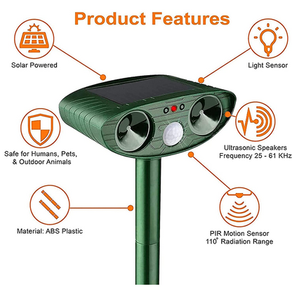 Ultrasonic Rabbit Repellent with Eco-Friendly LED Lighting