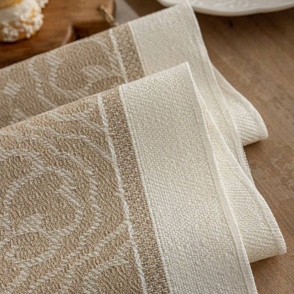 Elegant Earth Tone Table Runner with Tassel Fringe
