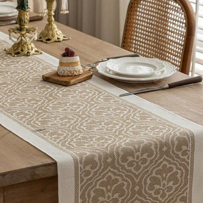 Elegant Earth Tone Table Runner with Tassel Fringe