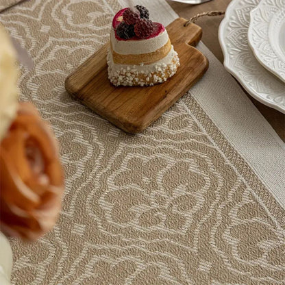 Elegant Earth Tone Table Runner with Tassel Fringe