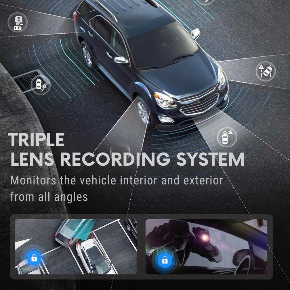 Triple View Dashcam | Front, Rear & Interior Recording