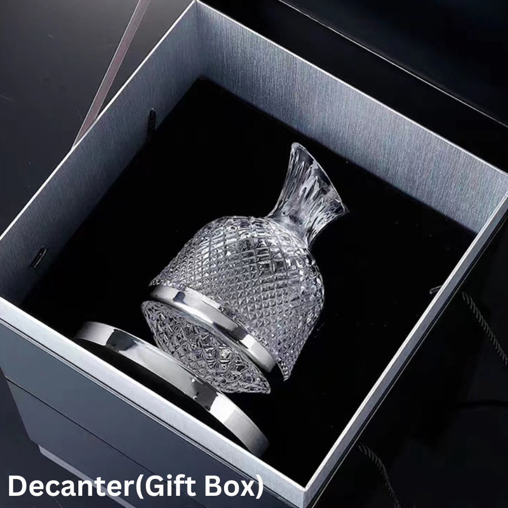 Crystal Glass Wine Decanter | 360° Rotating | Elegant Design & Optimal Aeration