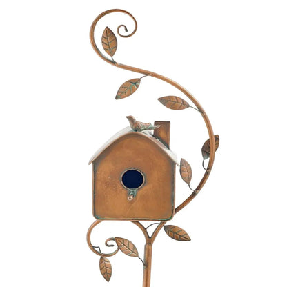 Charming Metal Birdhouse Garden Stake for Outdoor Elegance