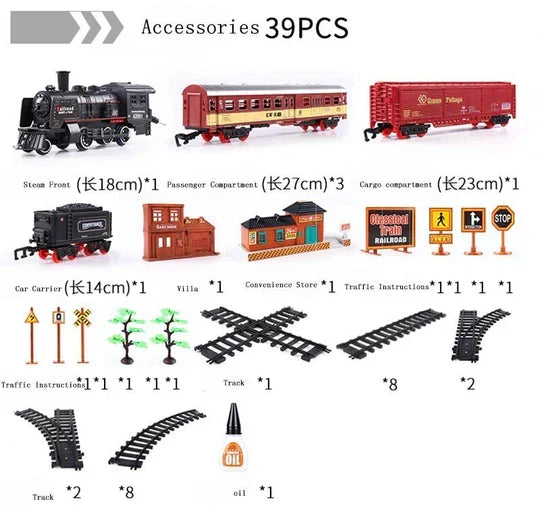 Deluxe 39-Piece HO Scale Train Set with Realistic Smoke & Lights