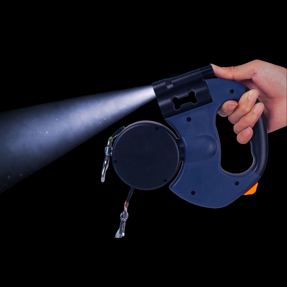 Retractable Dual Pet Leash with LED Light